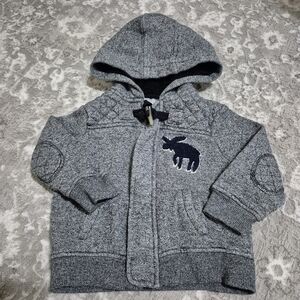 Joe Fresh Boy's Grey Moose Zip Hoodie Size 18-24M